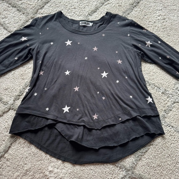 CHRLDR Star Print top Long Sleeve Tee pima cotton star print medium - Picture 3 of 8
